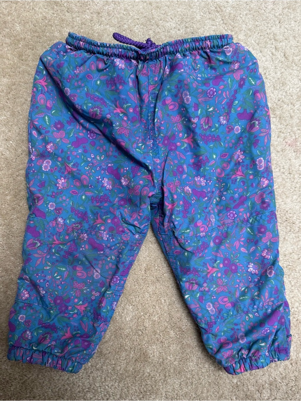 L.L. Bean Kids Sz 12-24M Floral Snow Pants - Purple/Blue